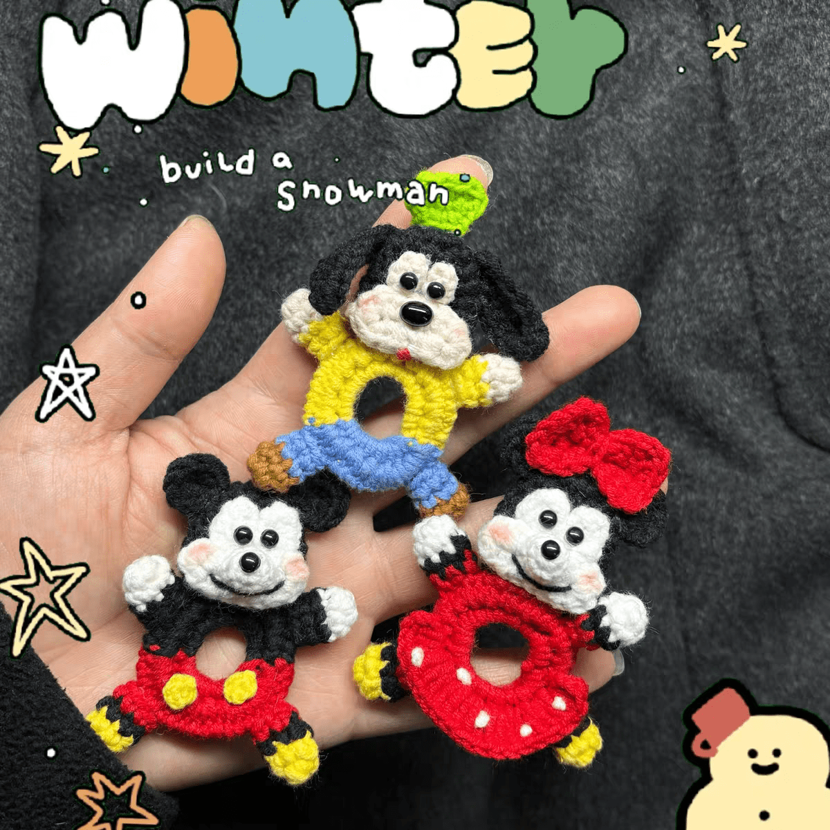 Art Toy Familia - Handmade Crochet Disney Character Button Covers, C001 Winnie the Pooh