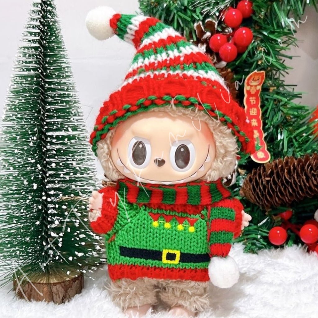 Art Toy Familia - Doll Cloth Lively Christmas Party Set For Labubu - 117 Cloth Only No Doll Green Ver.