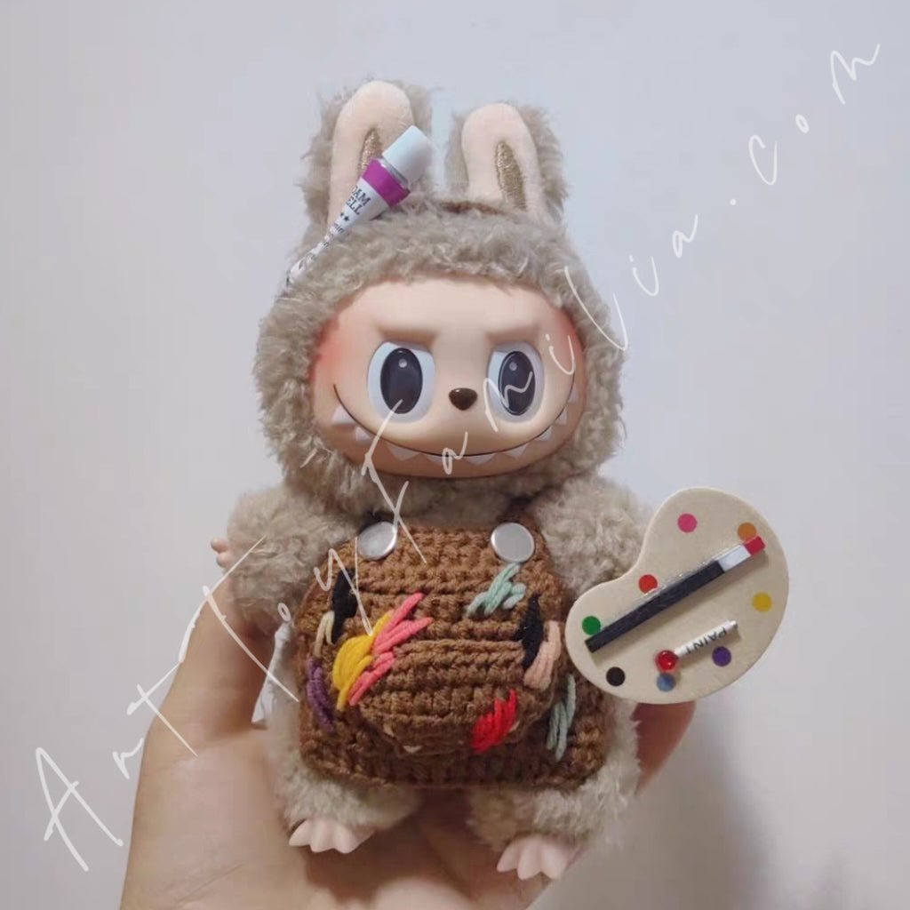 Art Toy Familia - Doll Cloth Painter Dabble & Knit Bib - 076 Brown Ver. Cloth Only No Doll