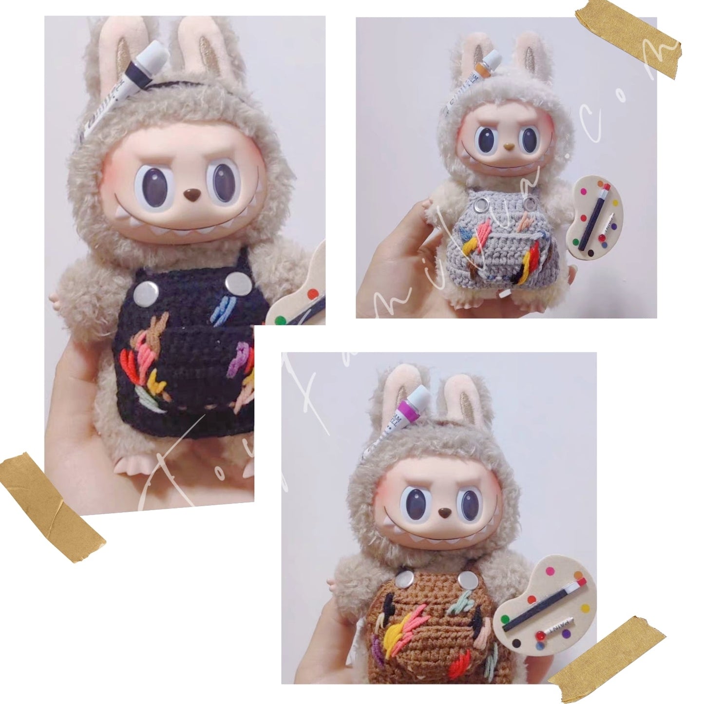 Art Toy Familia - Doll Cloth Painter Dabble & Knit Bib - 076 Gray Ver. Cloth Only No Doll