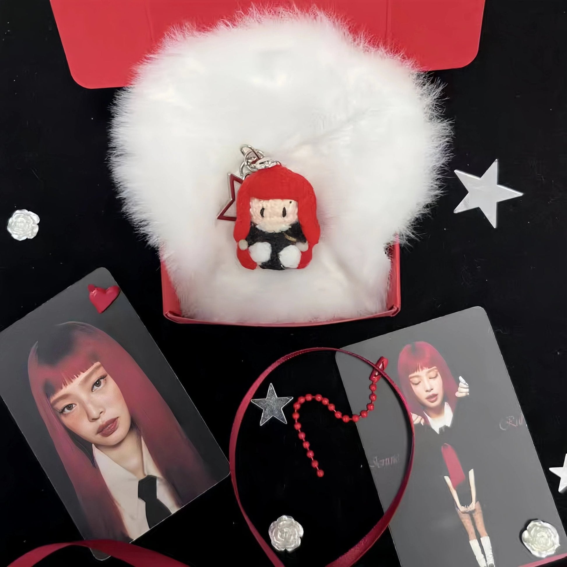 Art Toy Familia - Blackink Jennie Crochet Doll, Kpop Chibi Amigurumi Doll Gift, C002 Red Hair Jennie 5 - 6cm Mini Pendant