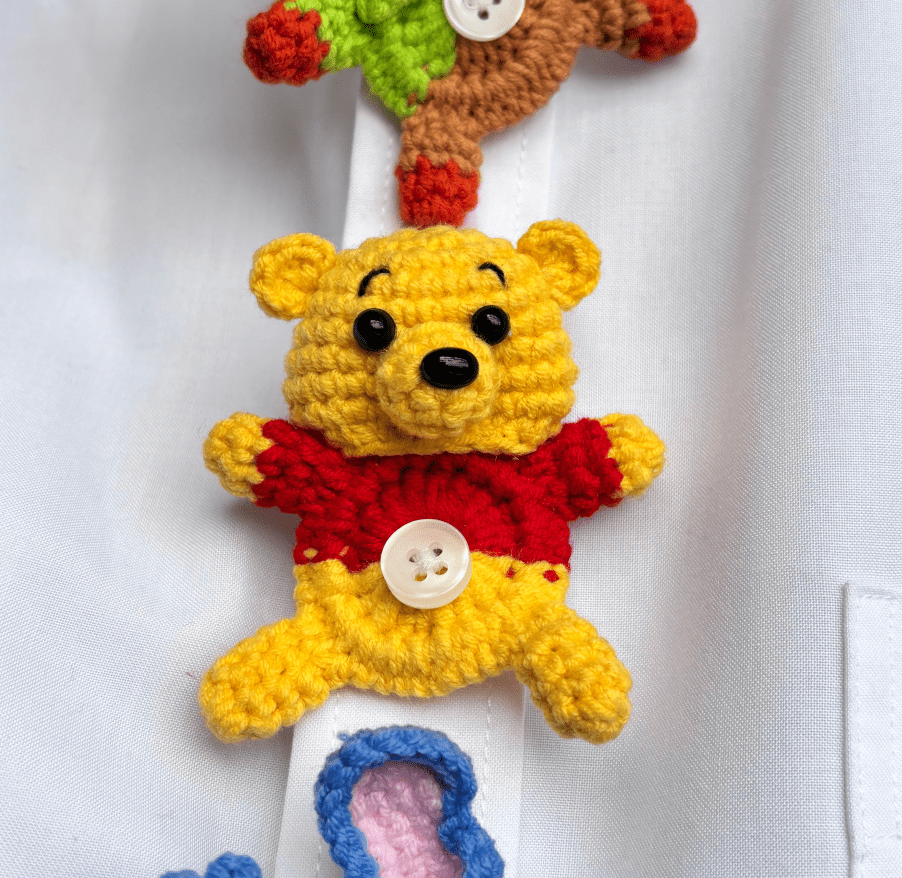 Art Toy Familia - Handmade Crochet Disney Character Button Covers, C001 Winnie the Pooh