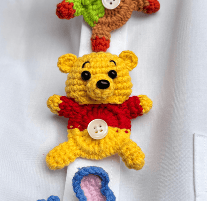 Art Toy Familia - Handmade Crochet Disney Character Button Covers, C001 Winnie the Pooh