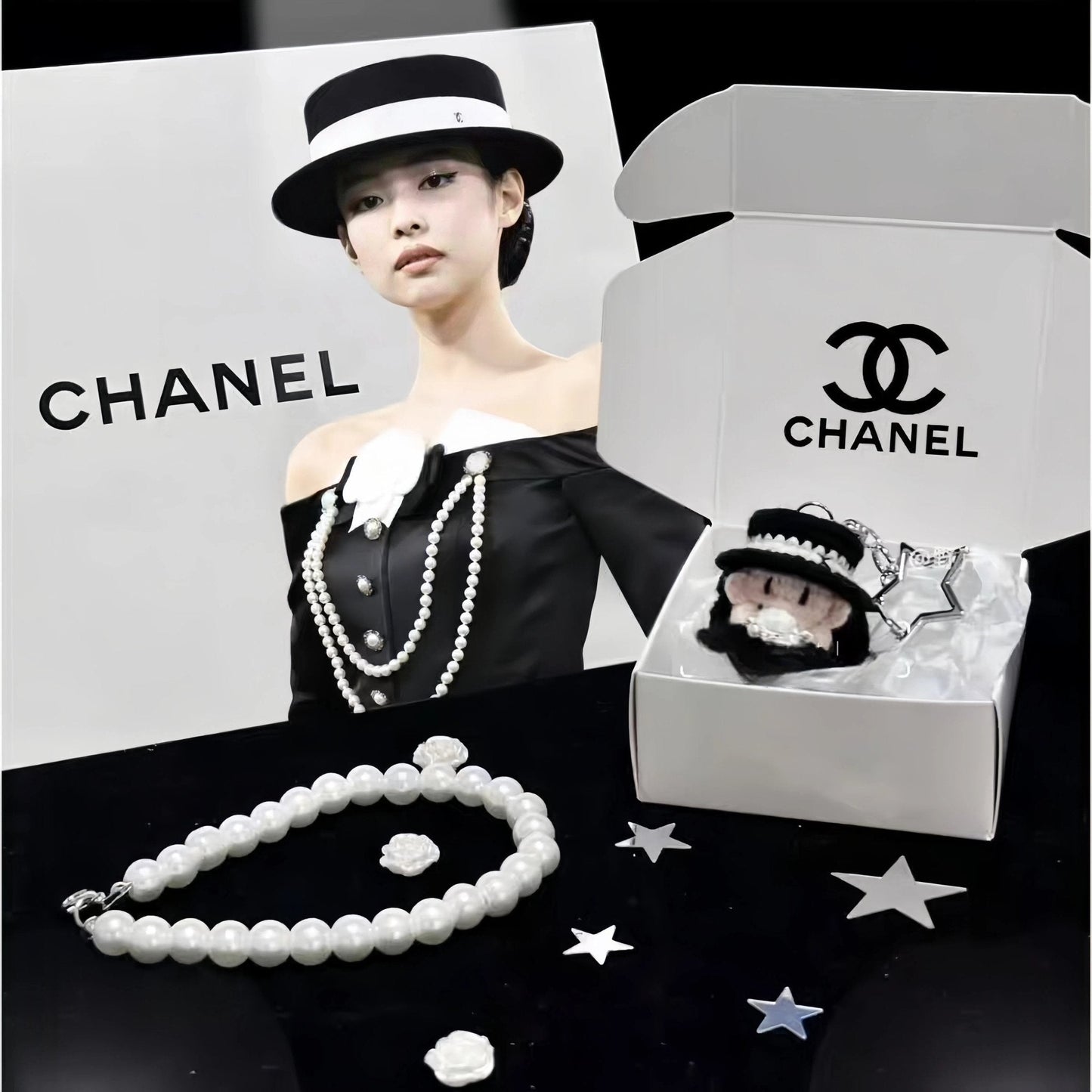 Art Toy Familia - Blackink Jennie Crochet Doll, Kpop Chibi Amigurumi Doll Gift, C002 Chanel Style Jennie 5 - 6cm Mini Pendant