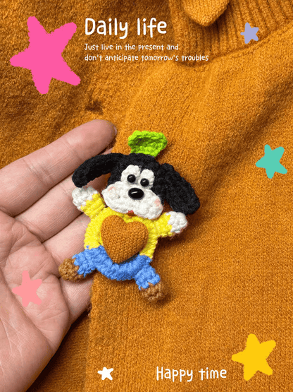 Art Toy Familia - Handmade Crochet Disney Character Button Covers, C001 Goofy