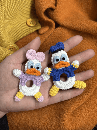Art Toy Familia - Handmade Crochet Disney Character Button Covers, C001 Donald Duck