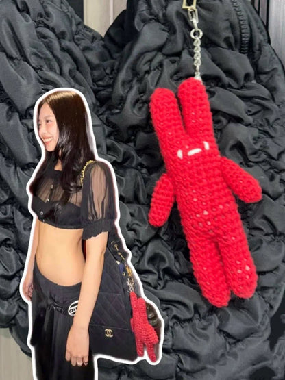 Art Toy Familia - Blackpink Jisoo Lisa Jennie Rose Inspired Handmade Crochet Doll, Kpop Chibi Amigurumi Doll Gift, C003 Bunny Pendant