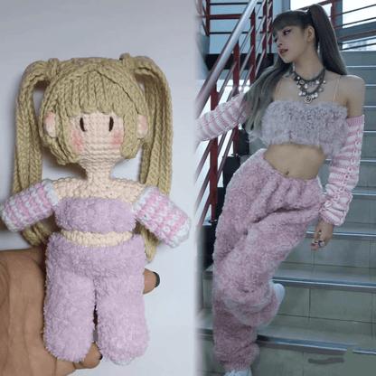 Art Toy Familia - Blackpink Jisoo Lisa Jennie Rose Inspired Handmade Crochet Doll, Kpop Chibi Amigurumi Doll Gift, C003 Lisa Blonde Hair