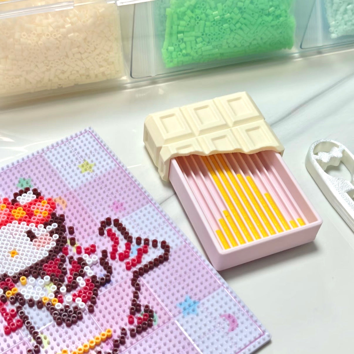 Chocolate-Inspired Perler Bead Tray – 12 Channels, Fits 2.6mm Beads