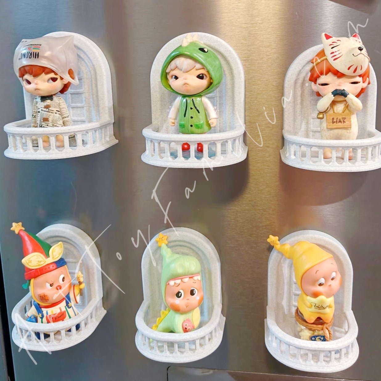 Art Toy Familia - Doll Balcony Fridge Magnet Blindbox Display - 144 Fridge Magnet Only No Doll White Ver.