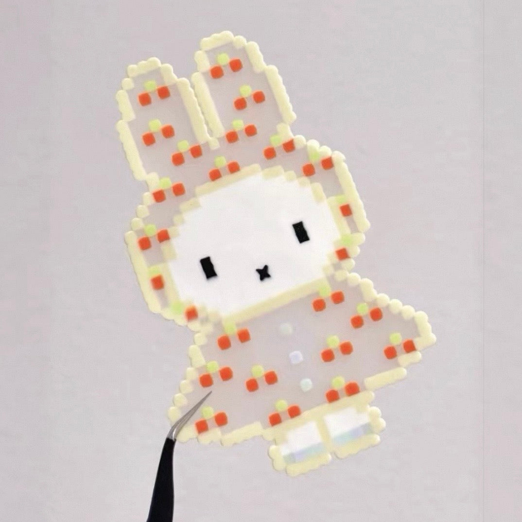 [Finished Piece] Miffy Handmade Perler Bead Keychain - Completed Charm, Random Chain, Perfect for Gifting