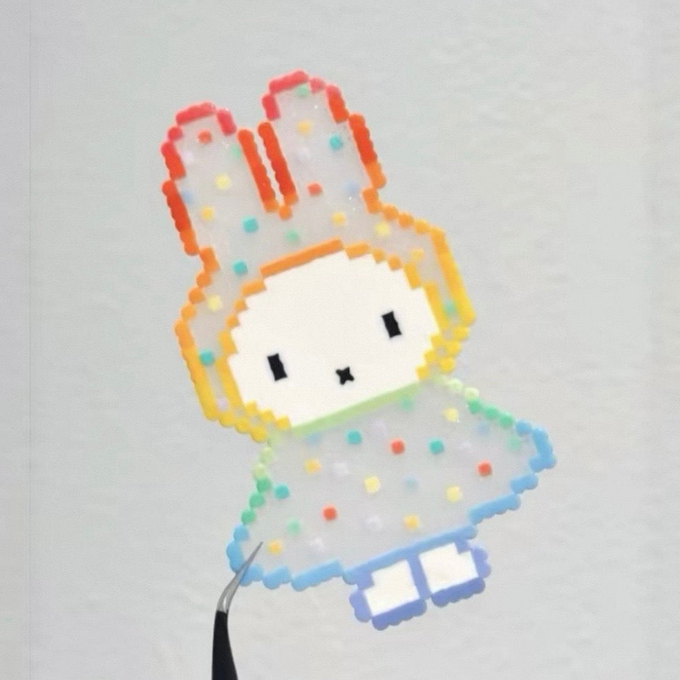 [Finished Piece] Miffy Handmade Perler Bead Keychain - Completed Charm, Random Chain, Perfect for Gifting