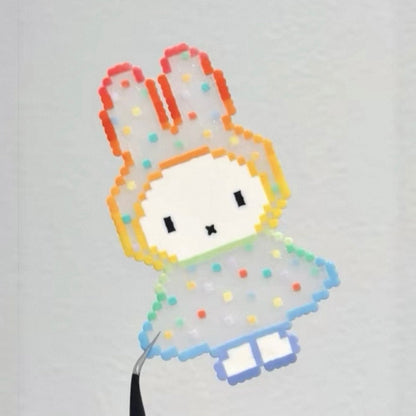 [Finished Piece] Miffy Handmade Perler Bead Keychain - Completed Charm, Random Chain, Perfect for Gifting