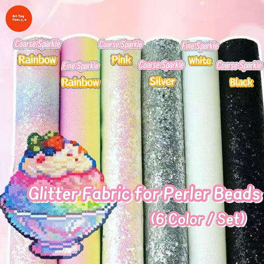 Art Toy Familia - Glitter Fabric for Perler Beads – Gradient, Solid, Coarse & Fine Sparkle - B002 Small 10×15cm (6 sheets)