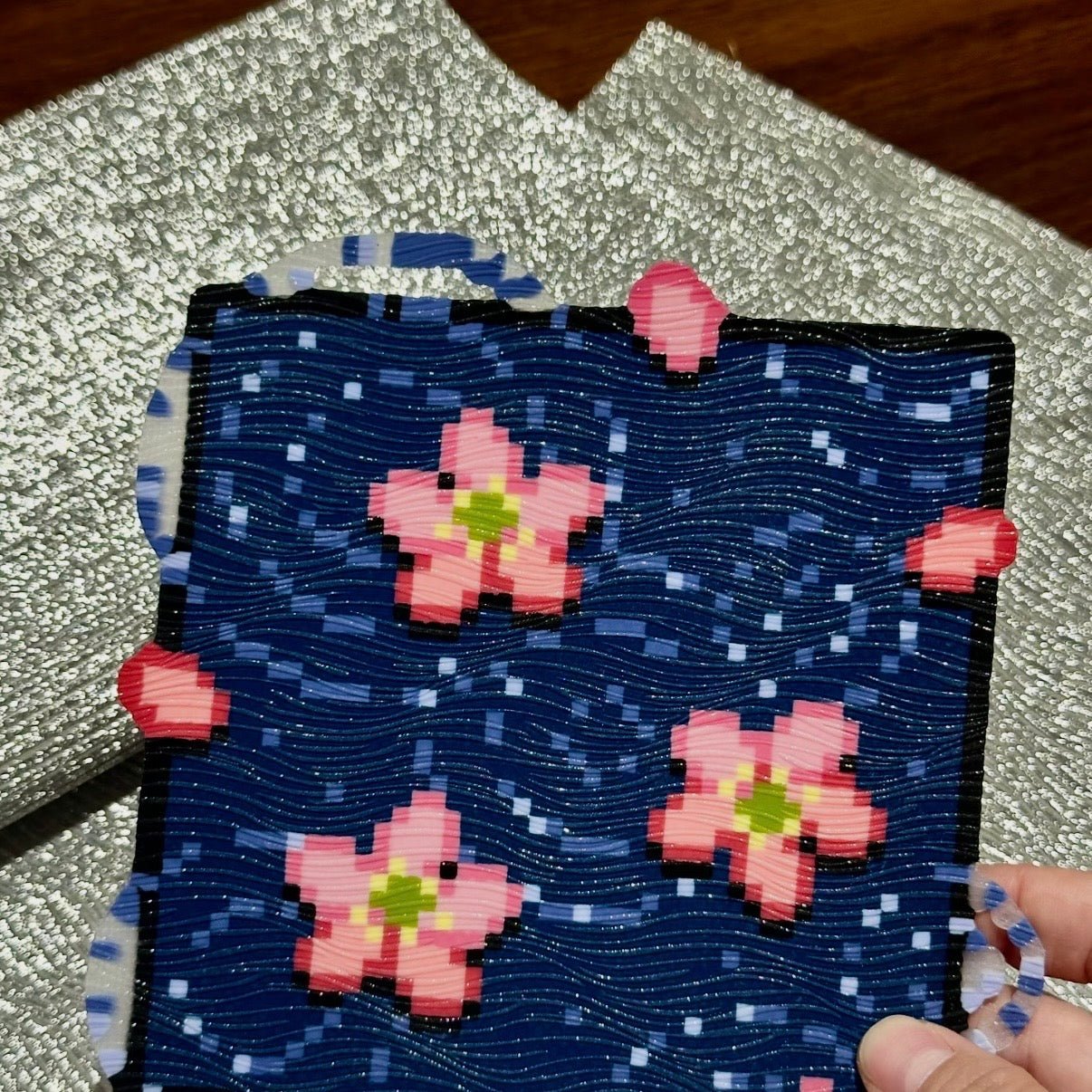 Art Toy Familia - Cinderella Ironing Fabric for Perler Beads – Fine Sparkle, Velvet Touch, Striped Wavy Diamond Pattern - B003 Small (3 sheets, 1 each style)