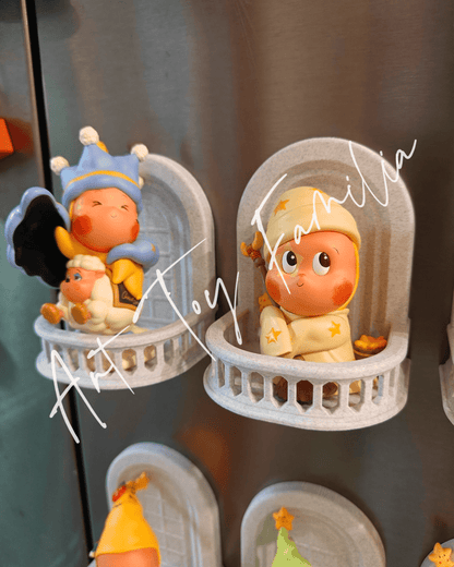 Art Toy Familia - Doll Balcony Fridge Magnet Blindbox Display - 144 Fridge Magnet Only No Doll Marble Ver.