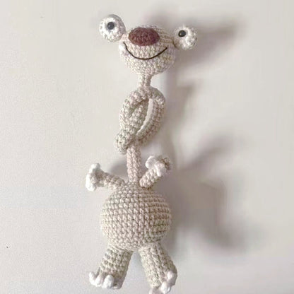 Art Toy Familia - Sid the Sloth Crochet Long Neck, Ice Age Character Crochet, Bag Charm Gift, C006 Light Gray