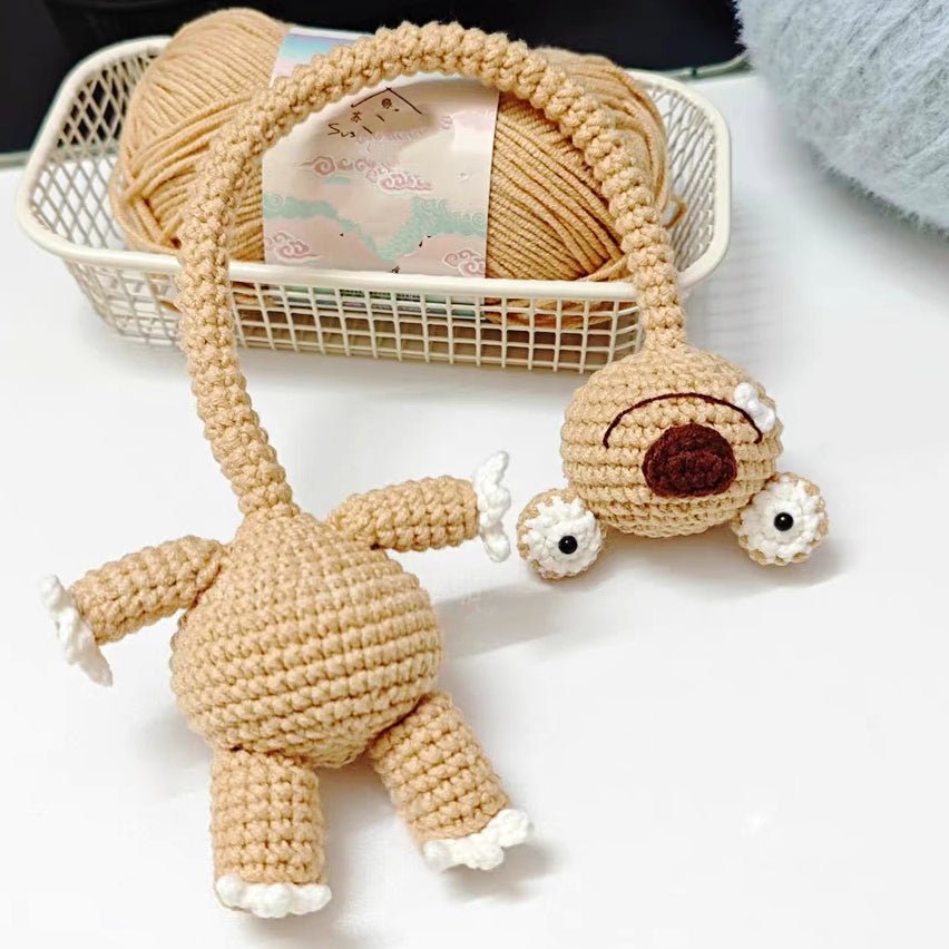 Art Toy Familia - Sid the Sloth Crochet Long Neck, Ice Age Character Crochet, Bag Charm Gift, C006 Yellow - Brown