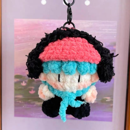 Art Toy Familia - Bigbang G - Dragon Crochet Doll Keychain, Kpop Handmade Chibi Amigurumi Doll Gift, C010 Headphone Red Hood