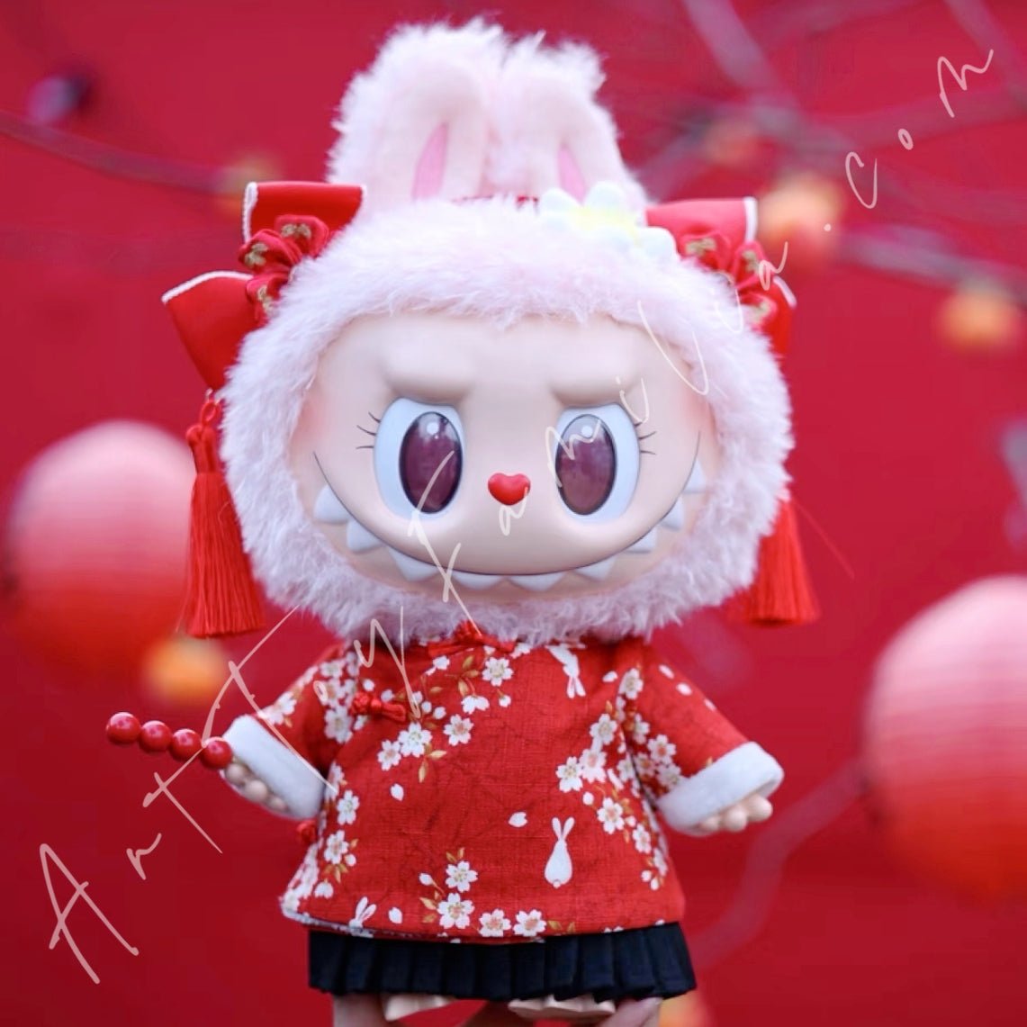 Art Toy Familia - Doll Cloth Year of the Horse Cheongsam Set For Labubu - 166 Cloth Only No Doll Red - 38cm