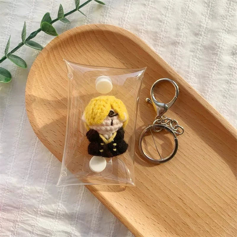 Art Toy Familia - One Piece Handmade Crochet Doll,Chibi Amigurumi Keychain Gift,C015 Sanji Random Color