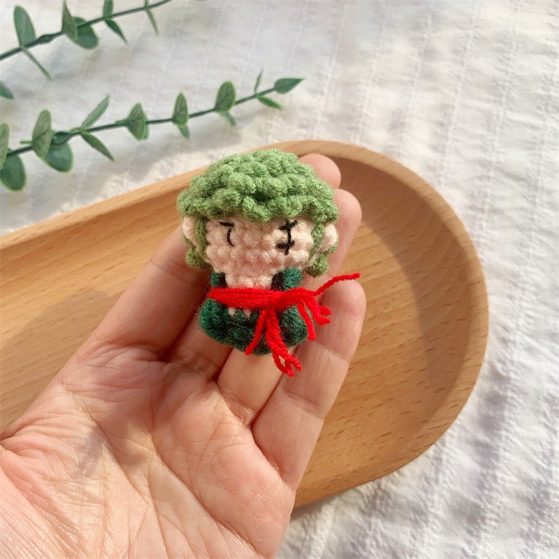 Art Toy Familia - One Piece Handmade Crochet Doll,Chibi Amigurumi Keychain Gift,C015 Zoro Random Color