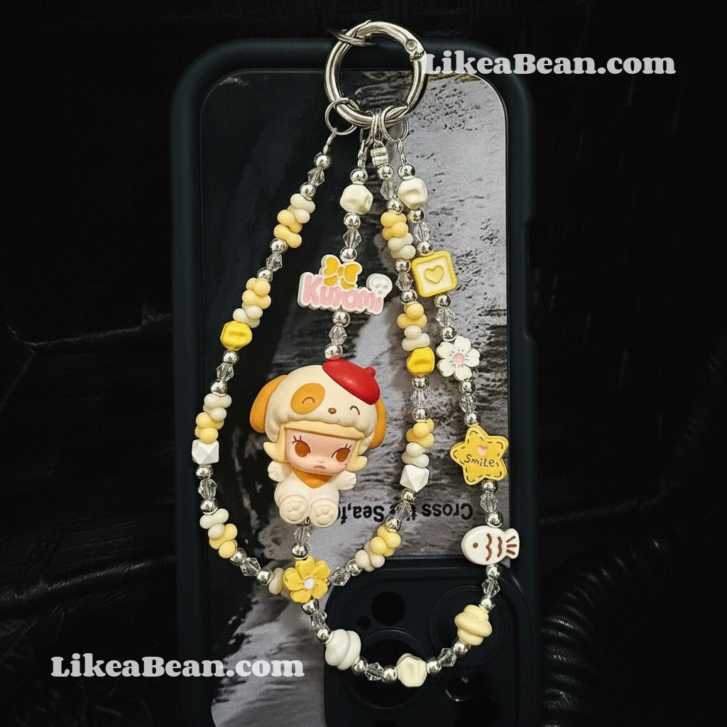 Phone Charm | Handmade Pop Bean Pajama Party Beaded Chain Molly