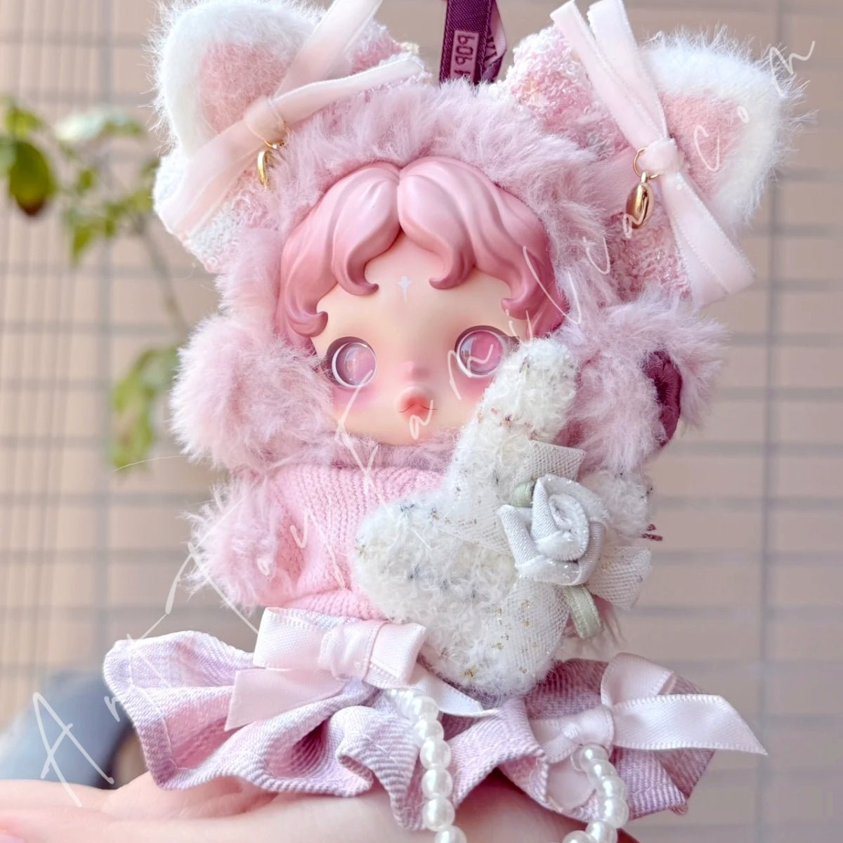Art Toy Familia - Doll Cloth Peach - Fuzz Kitten Set For Skullpanda - 132 Cloth Only No Doll
