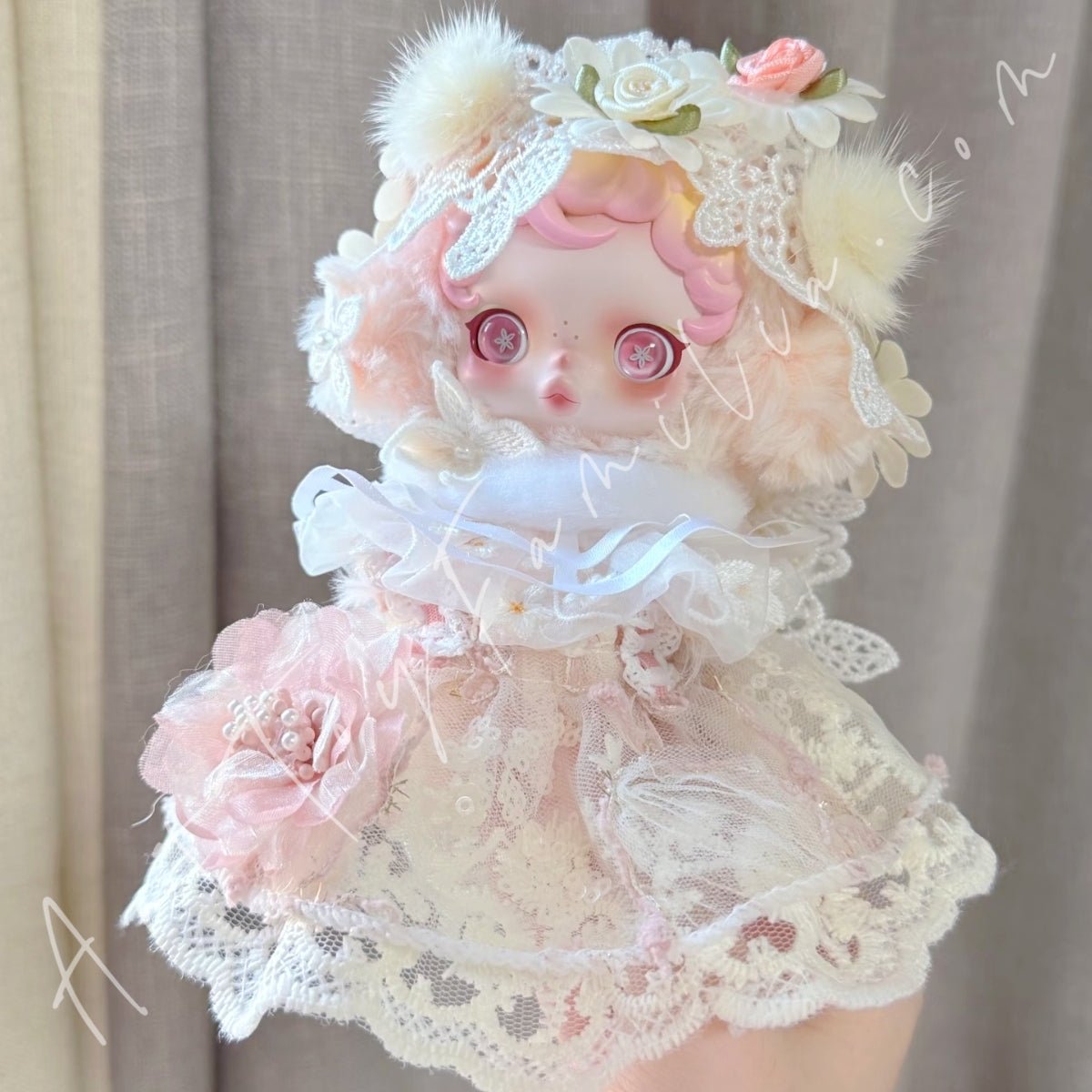 Art Toy Familia - Doll Cloth Pink Snowbloom Set For Skullpanda - 135 Cloth Only No Doll