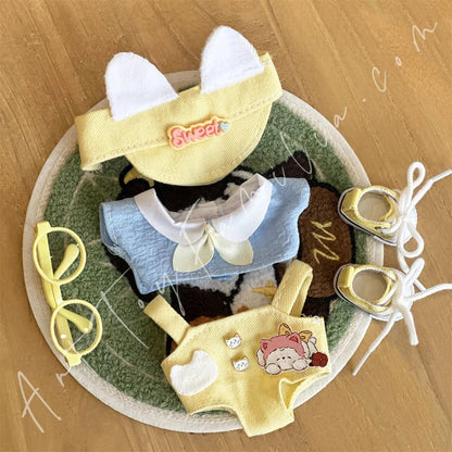 Art Toy Familia - Doll Cloth Sweet Buttercream Kitten Overalls Set - 001 Cloth Only No Doll