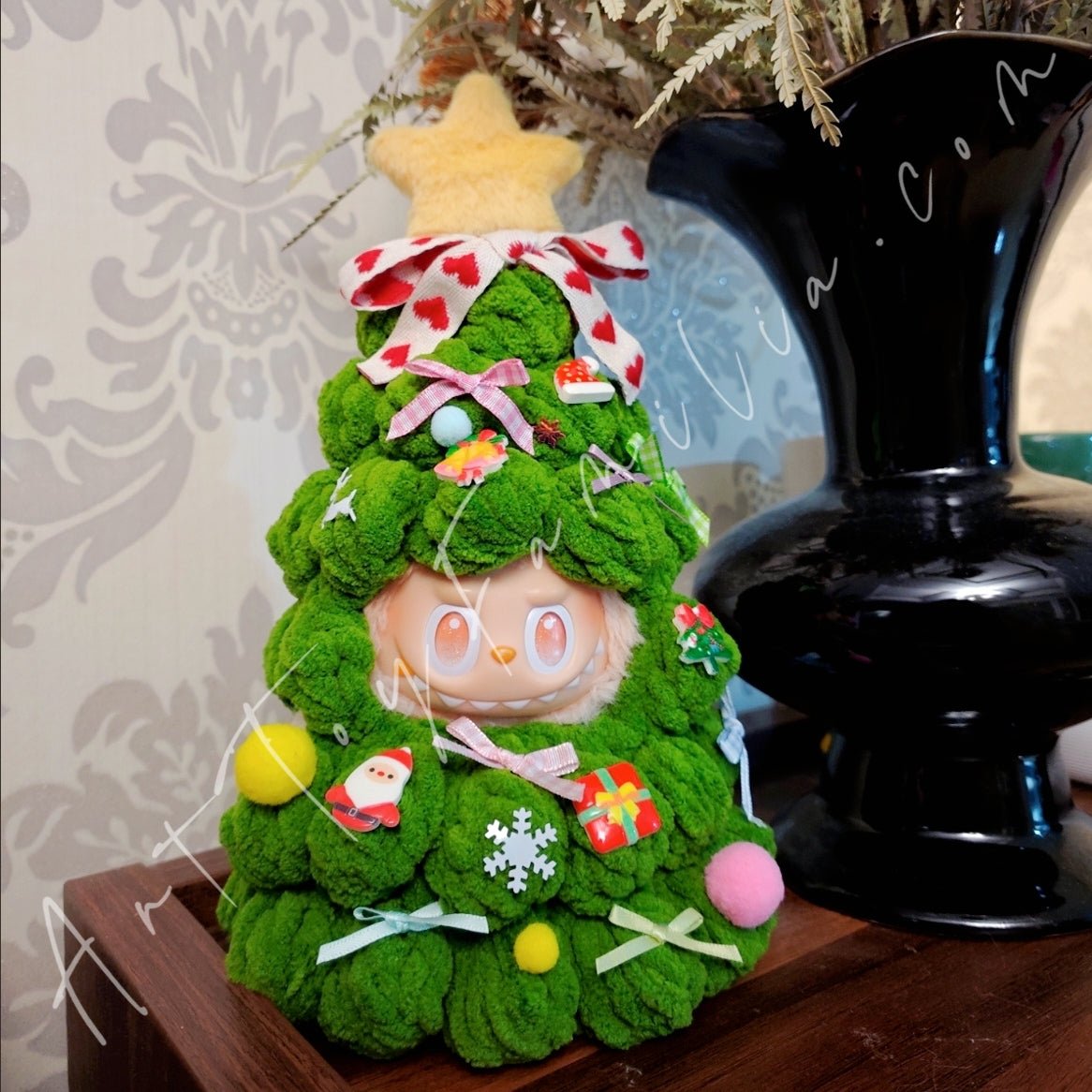 Art Toy Familia - Doll Cloth Fluffy Christmas Tree Jumpsuit For Labubu - 116 Cloth Only No Doll