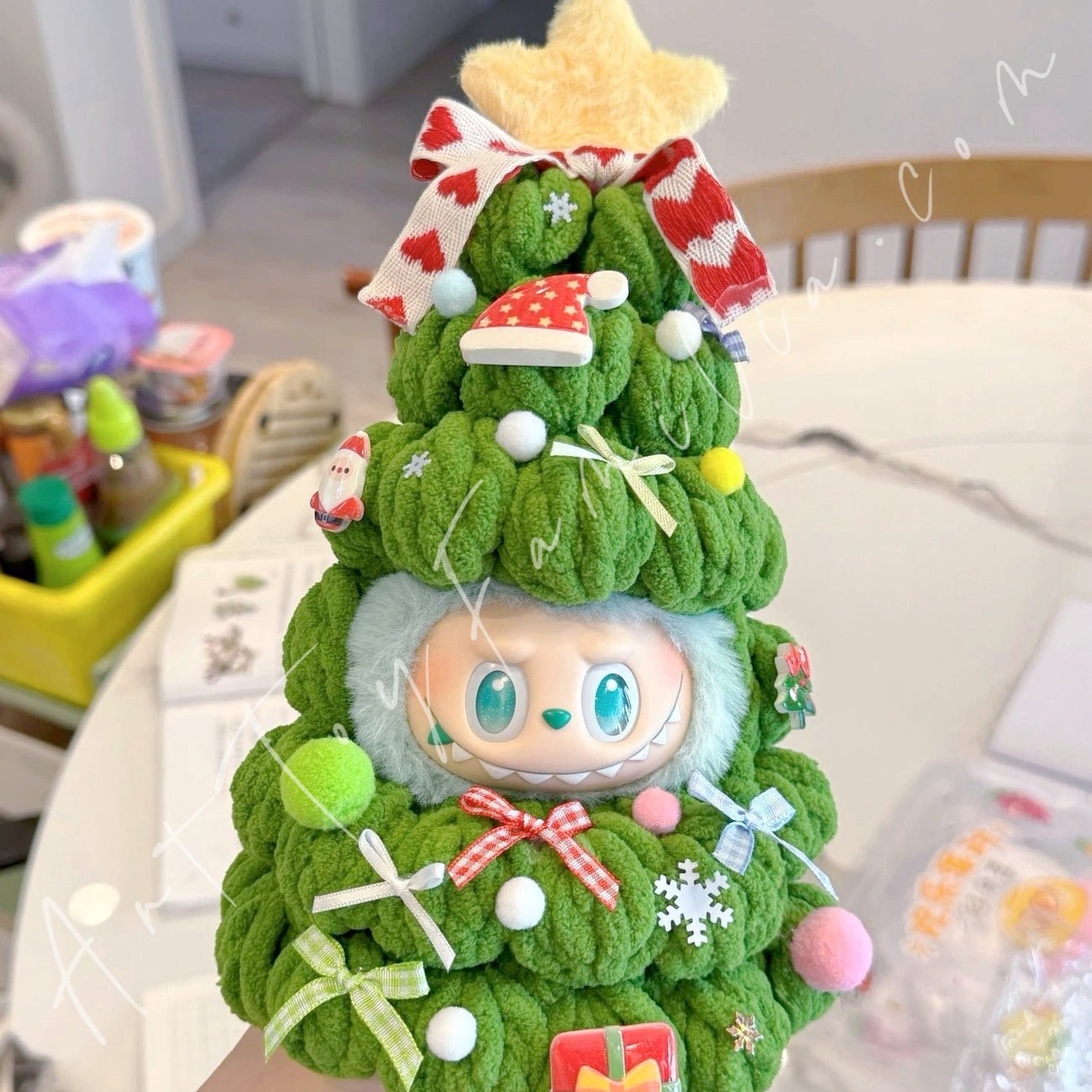 Art Toy Familia - Doll Cloth Fluffy Christmas Tree Jumpsuit For Labubu - 116 Cloth Only No Doll
