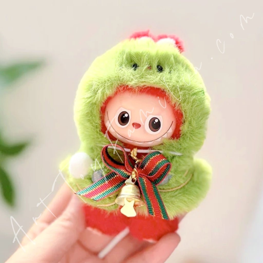 Art Toy Familia - Doll Cloth Mini Christmas Elf Hooded Cape For Labubu - 118 Cloth Only No Doll Christmas Tree