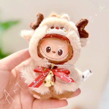 Art Toy Familia - Doll Cloth Mini Christmas Elf Hooded Cape For Labubu - 118 Cloth Only No Doll Reindeer