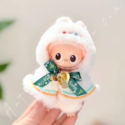 Art Toy Familia - Doll Cloth Mini Christmas Elf Hooded Cape For Labubu - 118 Cloth Only No Doll Snowman
