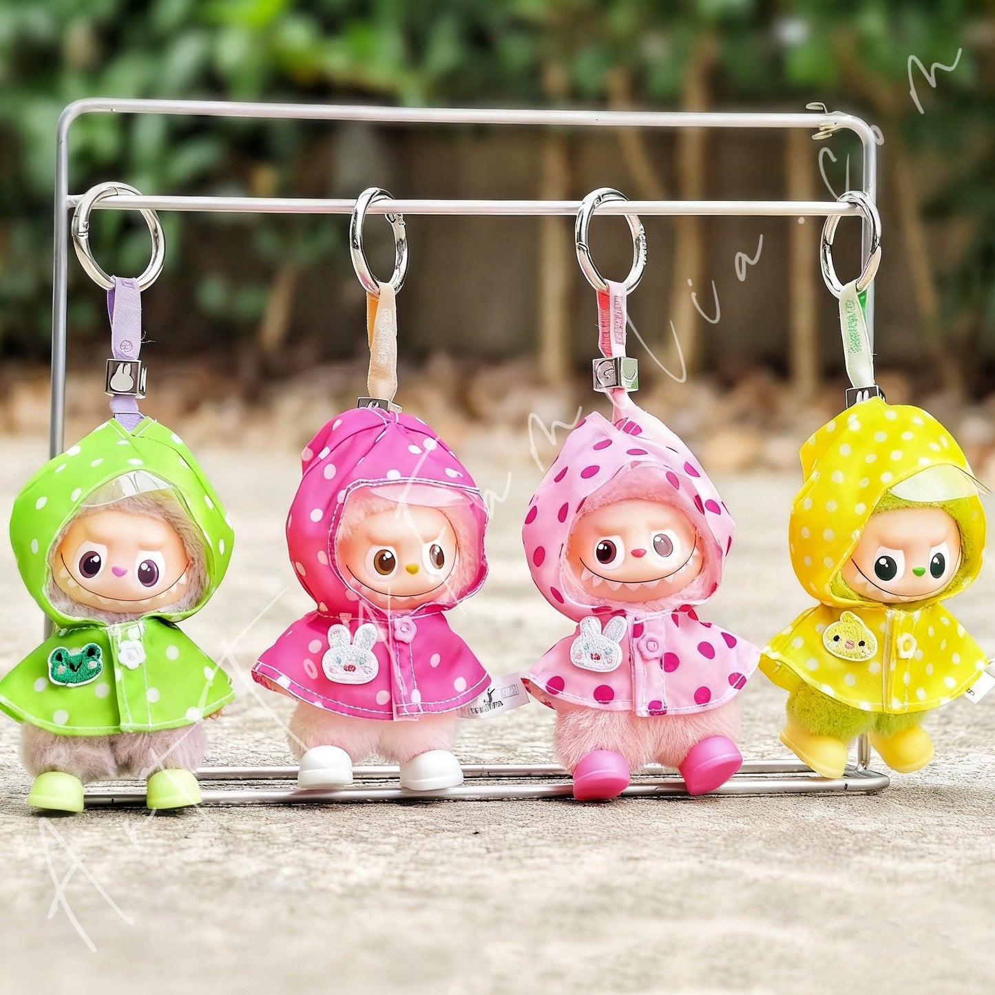 Art Toy Familia - Doll Cloth Mini Colorful Animal Raincoat Set For Labubu - 122 Cloth Only No Doll Deep Pink Ver.