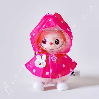 Art Toy Familia - Doll Cloth Mini Colorful Animal Raincoat Set For Labubu - 122 Cloth Only No Doll Deep Pink Ver.