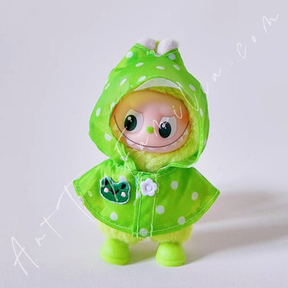 Art Toy Familia - Doll Cloth Mini Colorful Animal Raincoat Set For Labubu - 122 Cloth Only No Doll Green Ver.