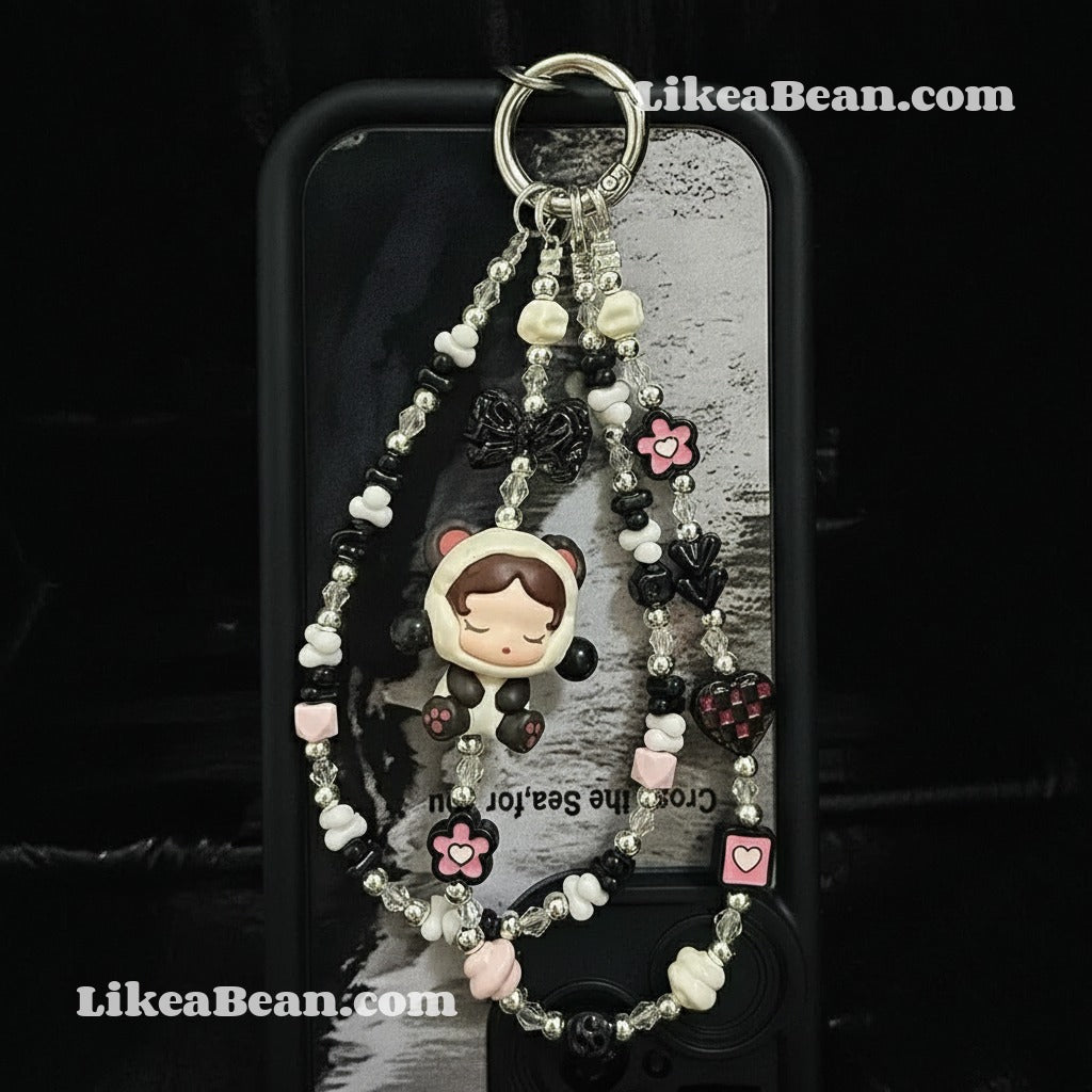 Phone Charm | Handmade Pop Bean Pajama Party Beaded Chain
